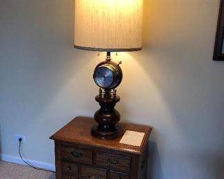 BUY IT NOW! $75 vintage swivel wood base Salem clock & barometer lamp