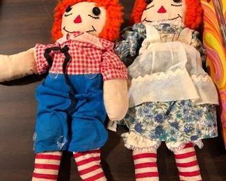 vintage Raggedy Ann & Andy dolls