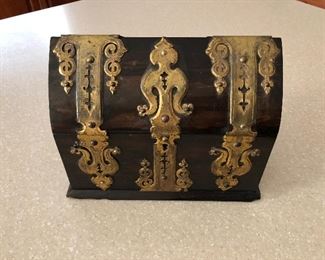 antique silk lined letter box with brass decoration