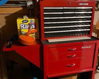 Craftsman 10 drawer top tool chest and Waterloo 300 roller tool chest with side shelf