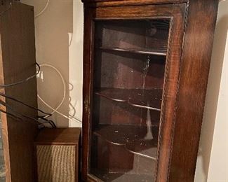 vintage corner glass front curio cabinet 