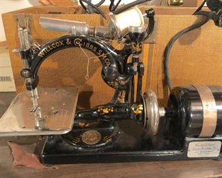 Antique Willcox & Gibbs Sewing Machine with Westinghouse motor and original case