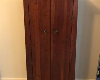 Ethan Allen arts & crafts style narrow cabinet with interior shelves