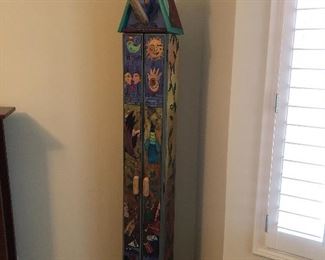 Sticks Co. handpainted CD tower with light - c. 1998 - bright & fun storage!