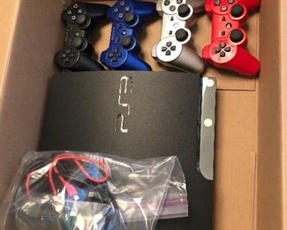 PS3 Playstation black with 4 controllers Model #CECH-2501A, 2010, 160gig