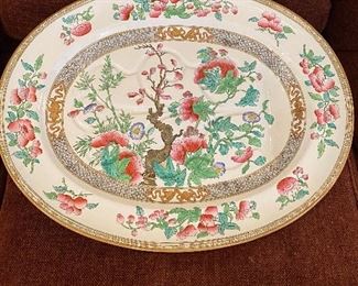 Gorgeous 1884 Minton Indian Tree deep well meat platter. 21”x16.75”