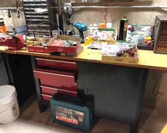 Craftsman workbench with tool chest and cabinet