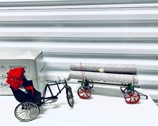 3 Wheel Ricksha and Mamod Toy Lumber Wagon