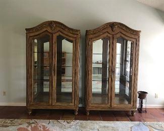 Two beautiful lighted display china cabinets