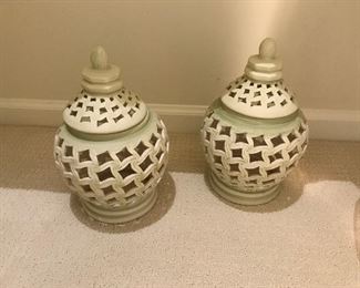 Pair of covered urns