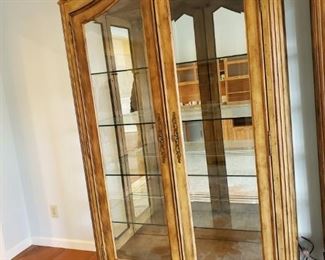 Distressed Wood glass mirrored back and glass shelves