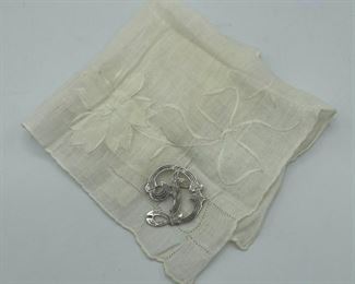Silver D Pin and Handkerchief