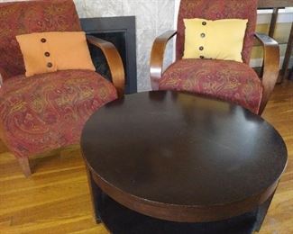 Matching chairs, round coffee table