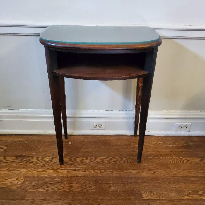 Glass topped side table - 30" tall x 23" wide x 14" deep