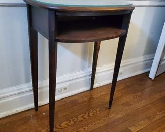 Glass topped side table - 30" tall x 23" wide x 14" deep