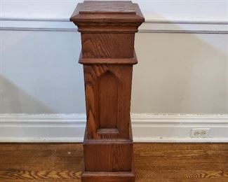 Brown squared column plant stand - 33 1/2" tall x 12" square 