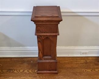 Brown squared column plant stand - 33 1/2" tall x 12" square 