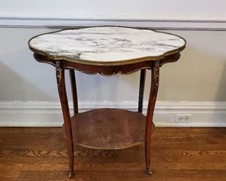Oblong marble-topped table - 29" tall x 29" wide x 17" deep 