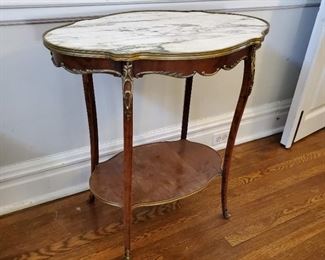 Oblong marble-topped table - 29" tall x 29" wide x 17" deep 