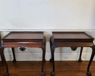 Pair of claw-footed side tables - 29" tall x 29" wide x 29" deep