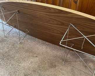High-Quality Repro of the Mid-Century Modern Eames Wire Base Elliptical (Surfboard) Table - There is a chip to the veneer on one end. - $425