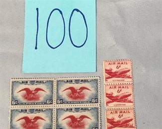 Lot 100 Vintage Air Mail Stamps