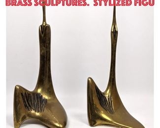 Lot 7 2pcs Aharon Bezalel 84 Brass Sculptures. Stylized figu