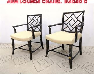 Lot 18 DESSIN FOURNIR Asian Style Arm Lounge Chairs. Raised D