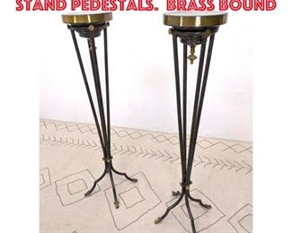 Lot 20 Pair Maitland Smith Fern Stand Pedestals. Brass bound 