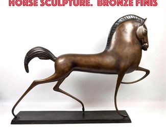 Lot 25 Modernist Stylized Brass Horse Sculpture. Bronze Finis