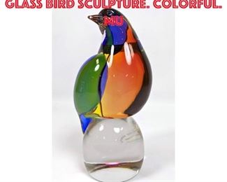 Lot 42 ARCHIMEDE SEGUSO Art Glass Bird Sculpture. Colorful. Mu