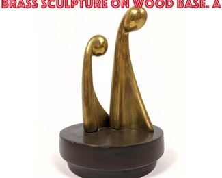 Lot 46 Artist Marked Modernist Brass Sculpture on Wood Base. A