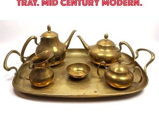 Lot 57 C. ZURITA Brass Tea Set with Tray. Mid Century Modern. 