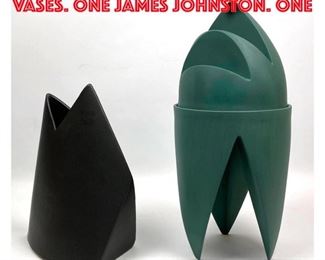 Lot 59 2 pc Mid Century Ceramic Vases. One JAMES JOHNSTON. One