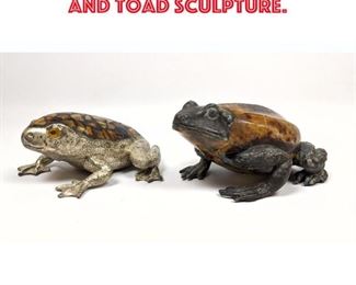 Lot 74 2pcs Maitland Smith Frog and Toad Sculpture. 