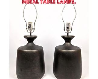 Lot 83 Pair Modernist Style Metal Table Lamps. 
