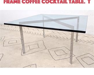 Lot 86 Knoll Style Barcelona X Frame Coffee Cocktail Table. T