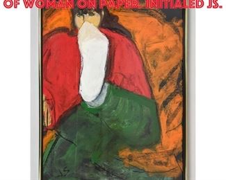 Lot 97 JOSEPH SOLMAN Painting of Woman on Paper. Initialed JS.
