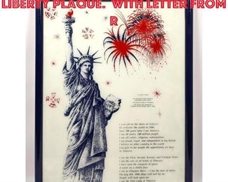 Lot 104 RON JAMES Statue of Liberty Plaque. With Letter from R
