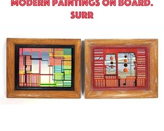 Lot 105 2pcs ROBERT SEMPLE Post Modern Paintings on Board. Surr