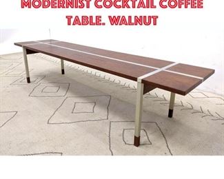 Lot 128 Walnut Aluminum Modernist Cocktail Coffee Table. Walnut