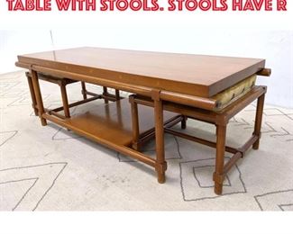 Lot 130 TOMMI PARZINGER COFFEE TABLE WITH STOOLS. Stools have r