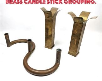 Lot 132 3pcs Mid Century Modern Brass Candle Stick Grouping. 