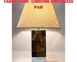 Lot 136 PAUL EVANS Attributed Table Lamp. Chrome and Brass Pan