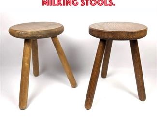 Lot 137 2 Rustic French style Milking stools.