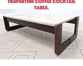 Lot 154 LAFER Rosewood and Travertine Coffee Cocktail Table. 