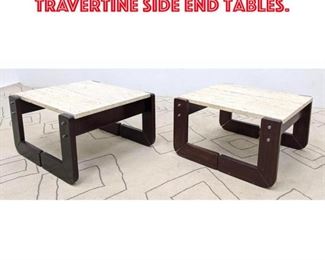 Lot 155 LAFER Rosewood and Travertine Side End Tables. 