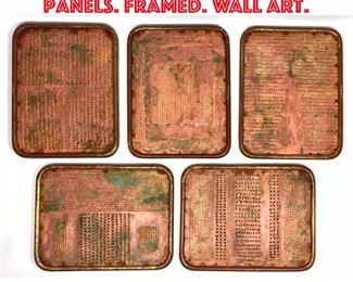 Lot 158 SET 5 Punched Copper Panels. Framed. Wall Art. 