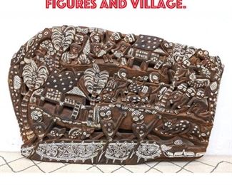 Lot 171 Large Carved Panel of Figures and Village. 