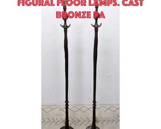 Lot 172 Pr After Giacometti Figural Floor Lamps. Cast bronze pa